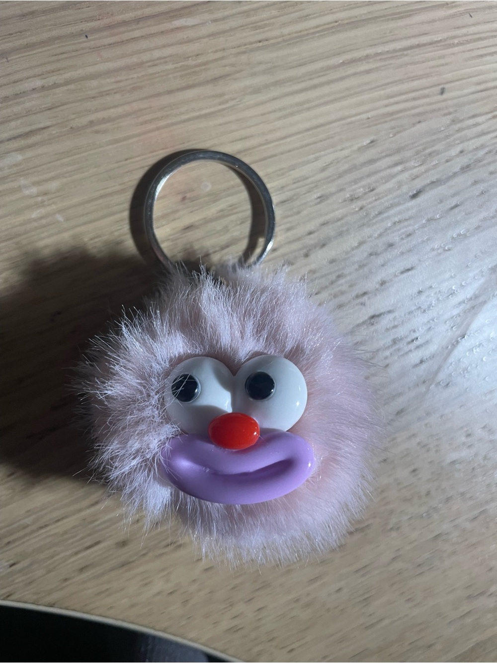 Cute Pink Fuzzy Monster Keychain for Kids